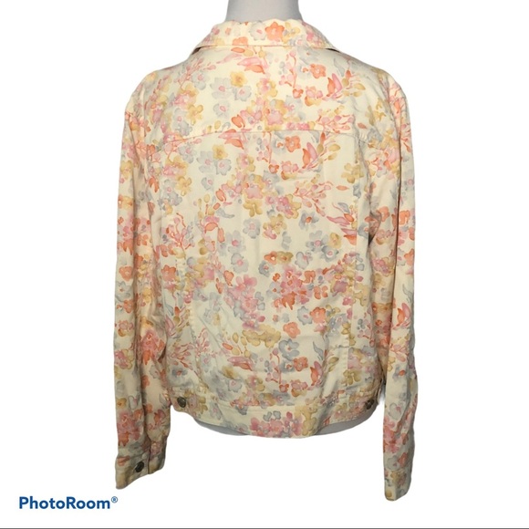 Kate Hill floral denim jacket-size 14P - Picture 2 of 8